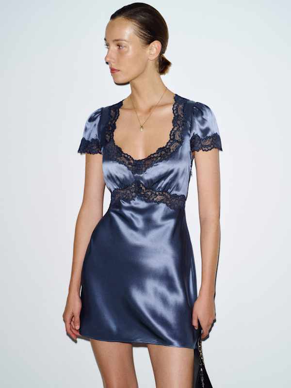 Romi Silk Dress - Cornflower