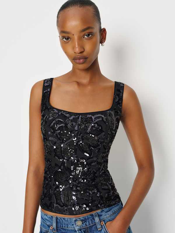 Hayes Top - Black Sequin