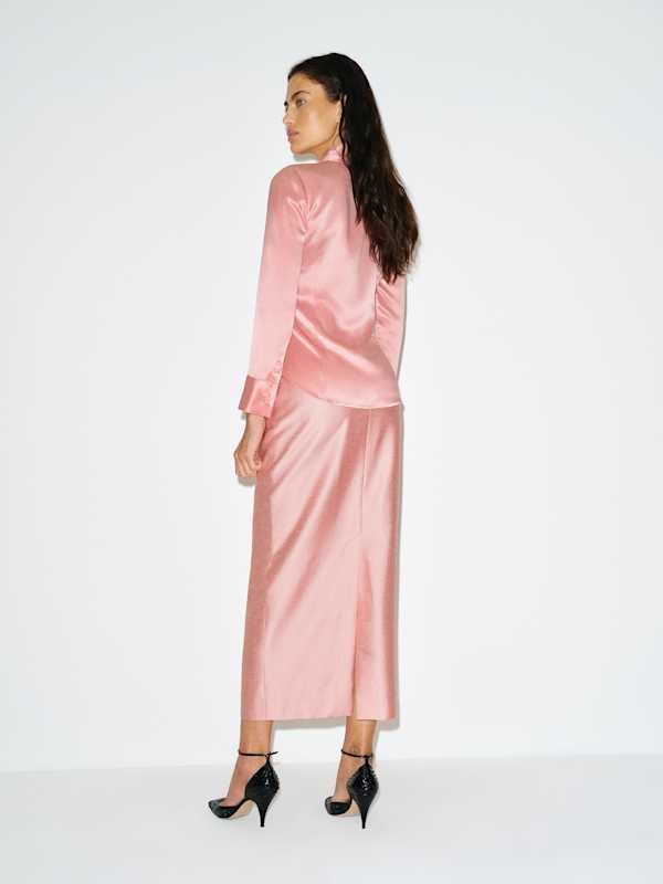 Raya Fitted Silk Shirt - Carnation