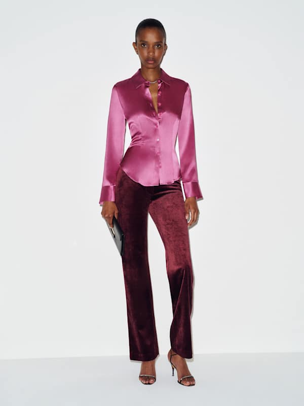 Raya Fitted Silk Shirt by Reformation