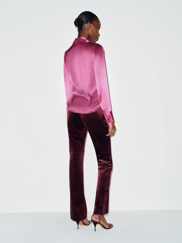 Raya Fitted Silk Shirt - Hibiscus Tea