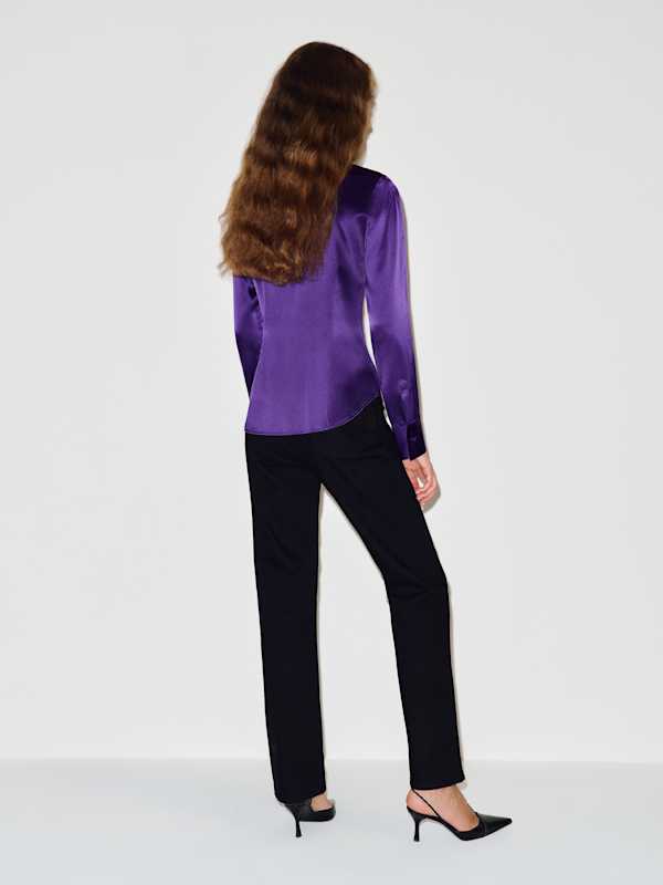 Raya Fitted Silk Shirt - Purple