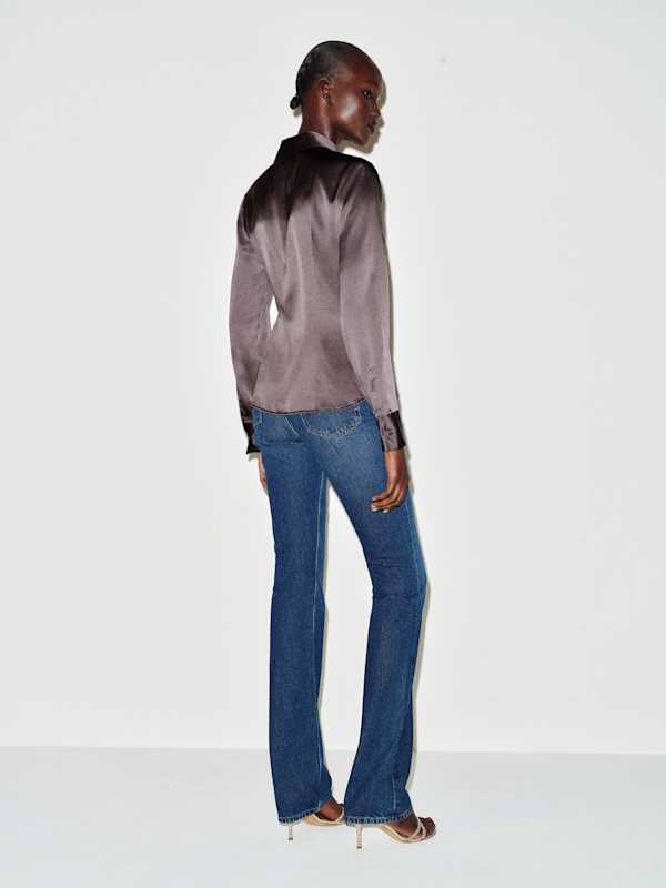 Raya Fitted Silk Shirt - Smoky Quartz