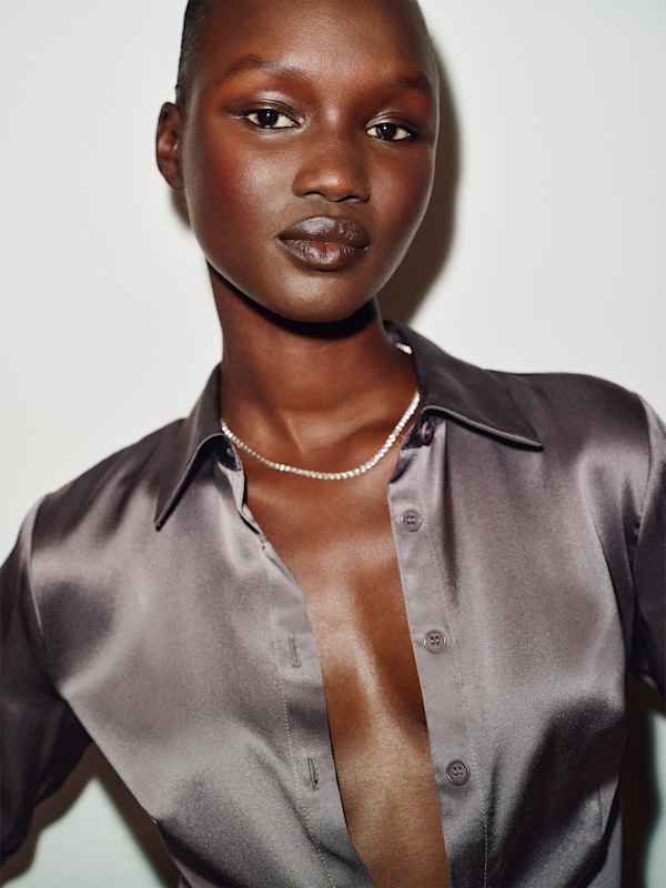 Raya Fitted Silk Shirt - Smoky Quartz