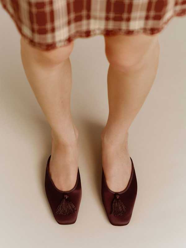 Priya Flat Mule - Cafe Satin