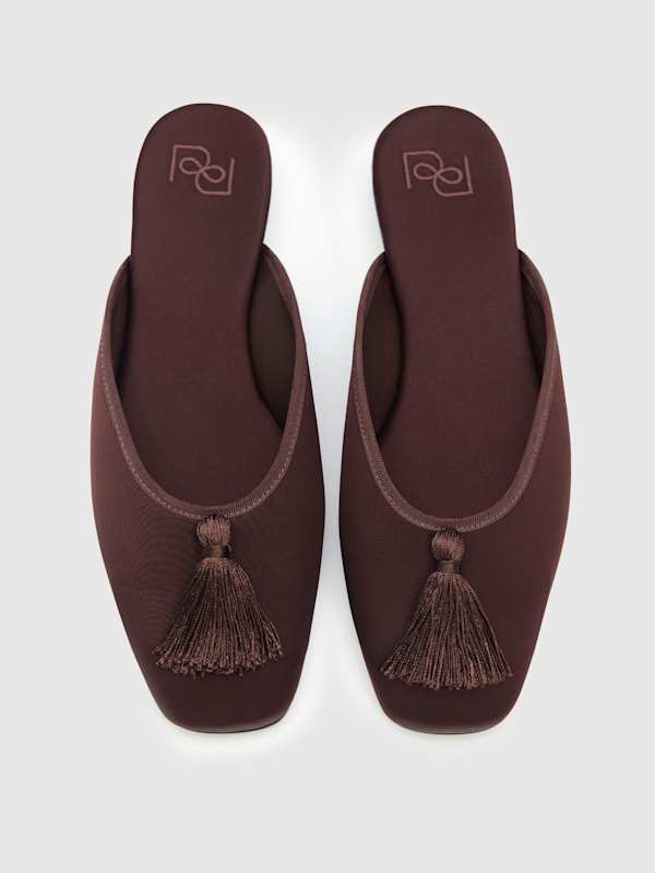 Priya Flat Mule - Cafe Satin