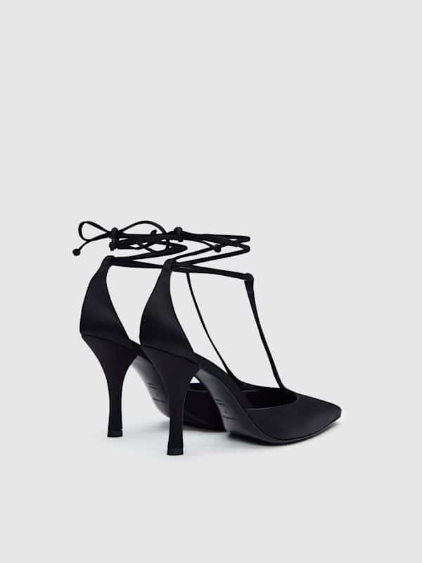 Stassie T-strap Pump - Black Satin