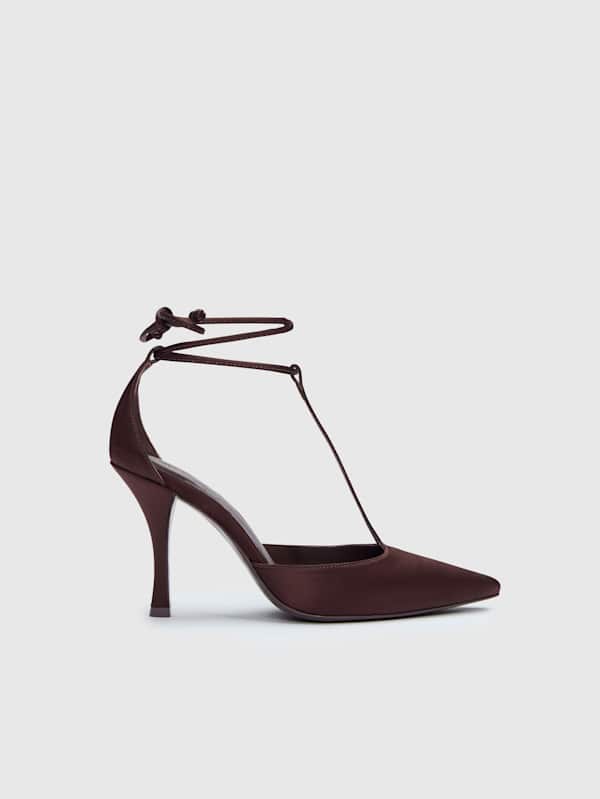 Stassie T-strap Pump - Cafe Satin
