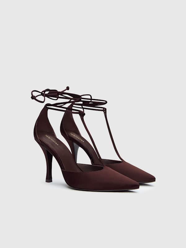 Stassie T-strap Pump - Cafe Satin