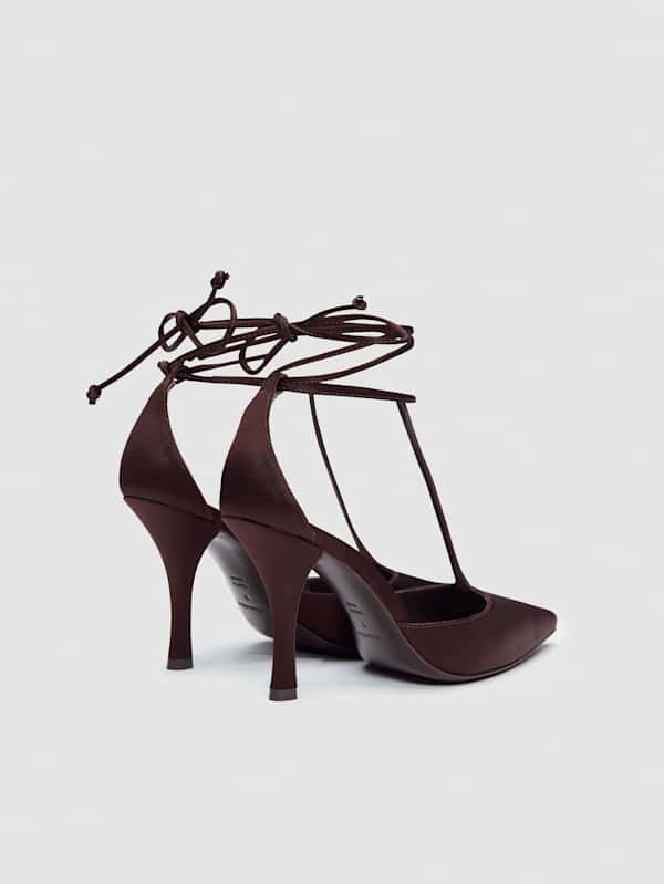 Stassie T-strap Pump - Cafe Satin