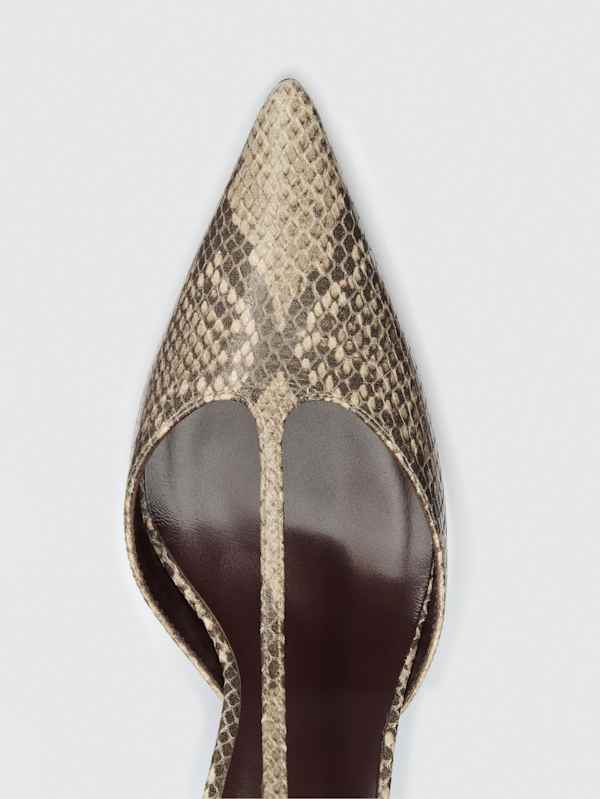 Stassie T-strap Pump - Tan Snake
