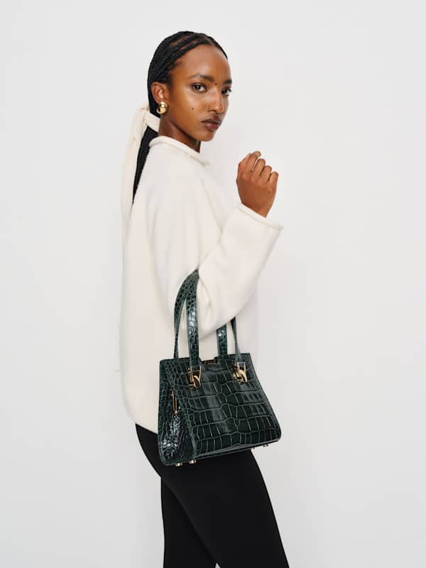 Nara Shoulder Bag - Emerald Croc