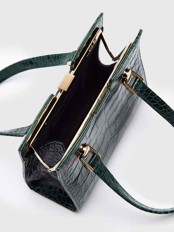 Nara Shoulder Bag - Emerald Croc