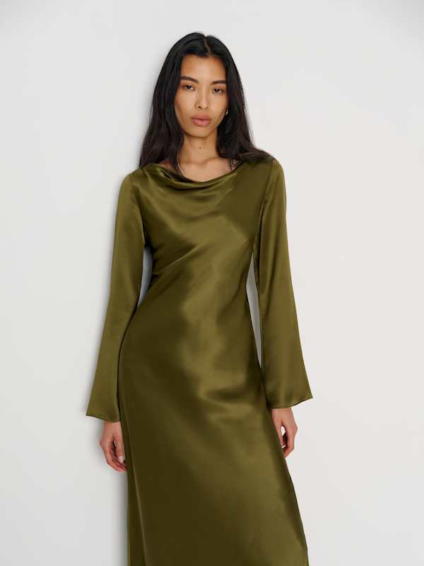 Pike Silk Maxi Dress - Moss Garden
