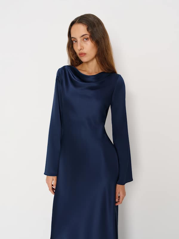 Pike Silk Maxi Dress - Navy