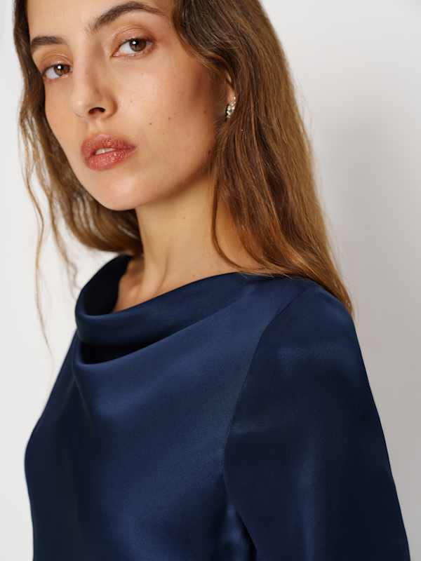 Pike Silk Maxi Dress - Navy