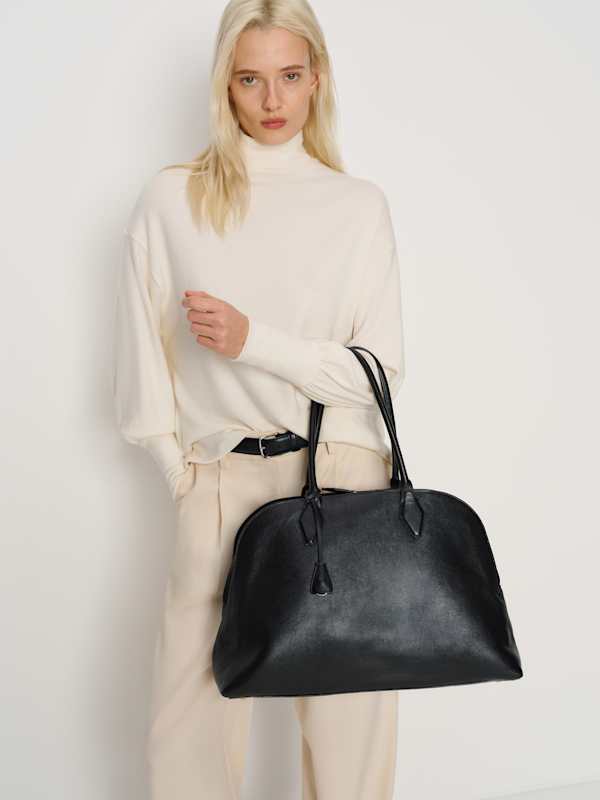 Oversized Seraphina Tote - Black Leather