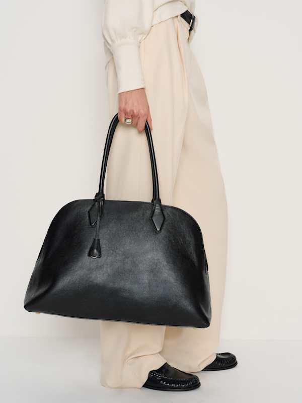 Oversized Seraphina Tote - Black Leather