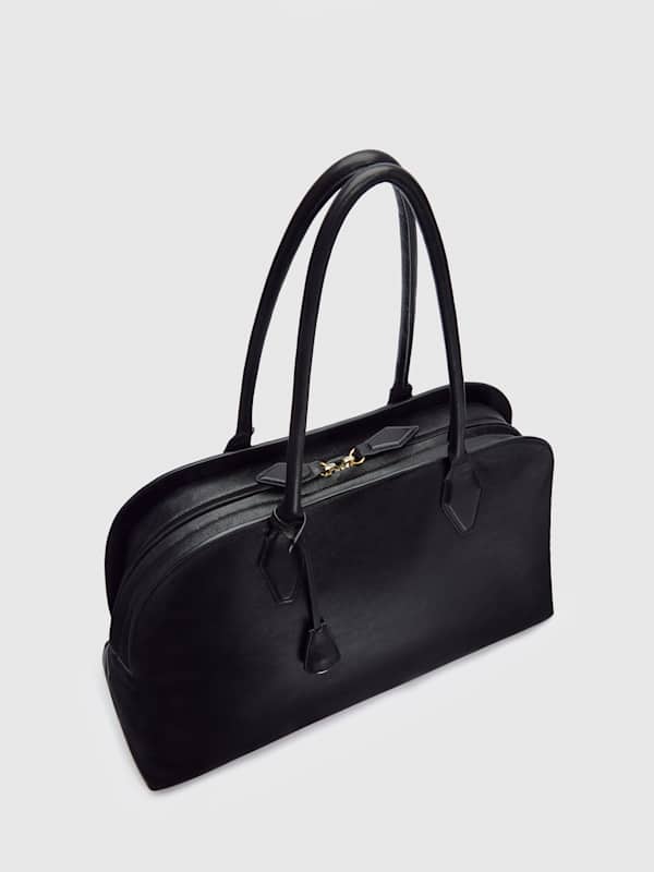 Oversized Seraphina Tote - Black Leather
