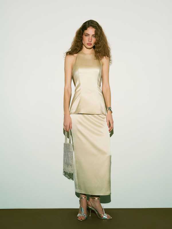 Celine Silk Two Piece - Almond