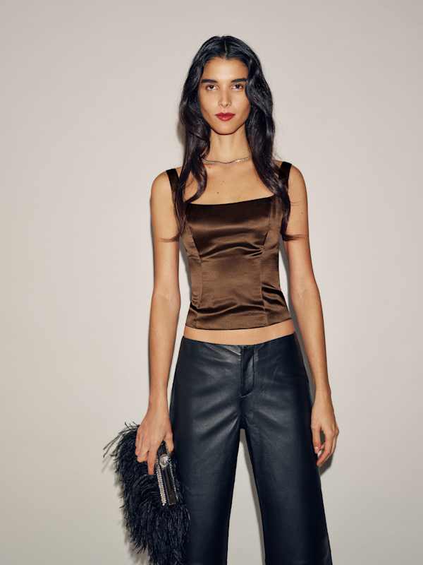 Hayes Silk Top - Pinecone