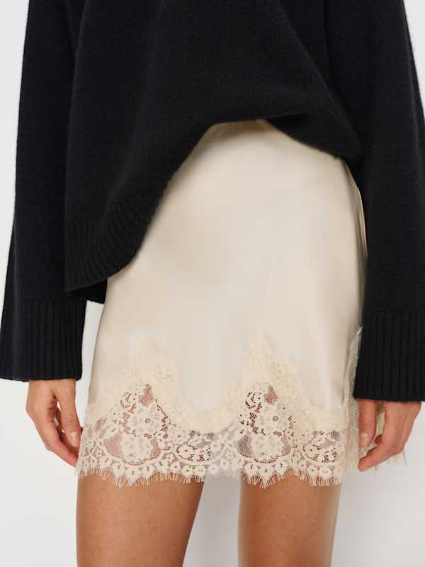 Carolina Silk Mini Skirt - Almond