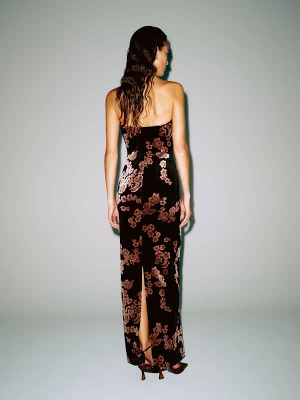 Ellison Knit Dress - Black Floral Velvet