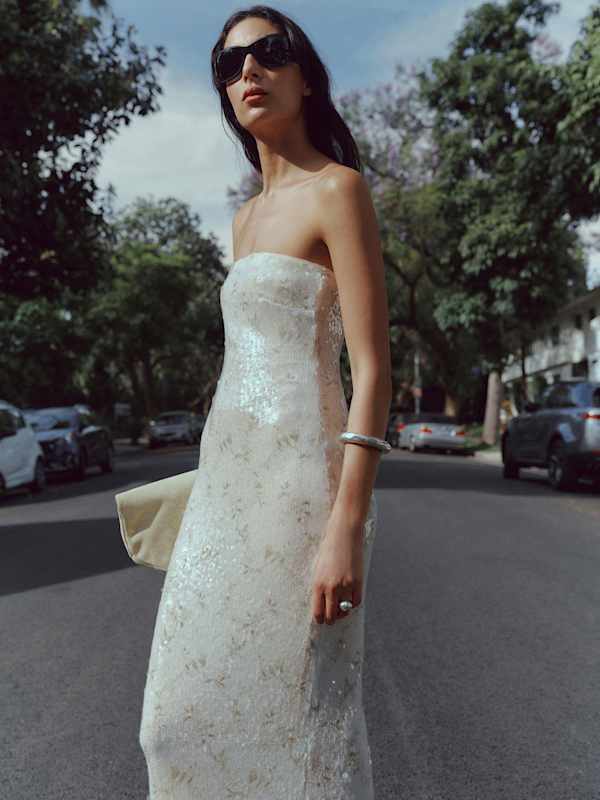 Ellison Knit Dress - Ivory Sequin