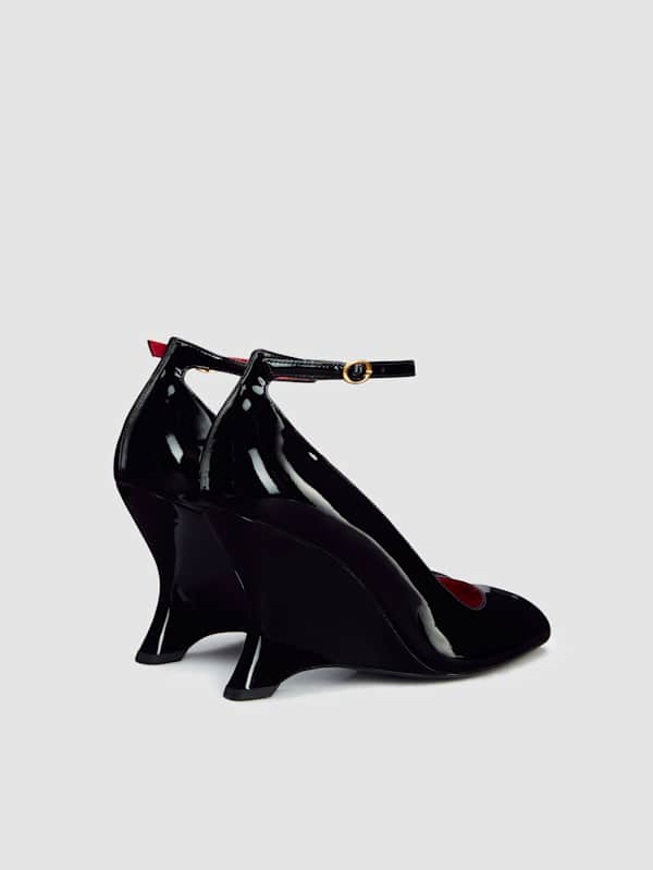 Cheri Wedge - Black Patent