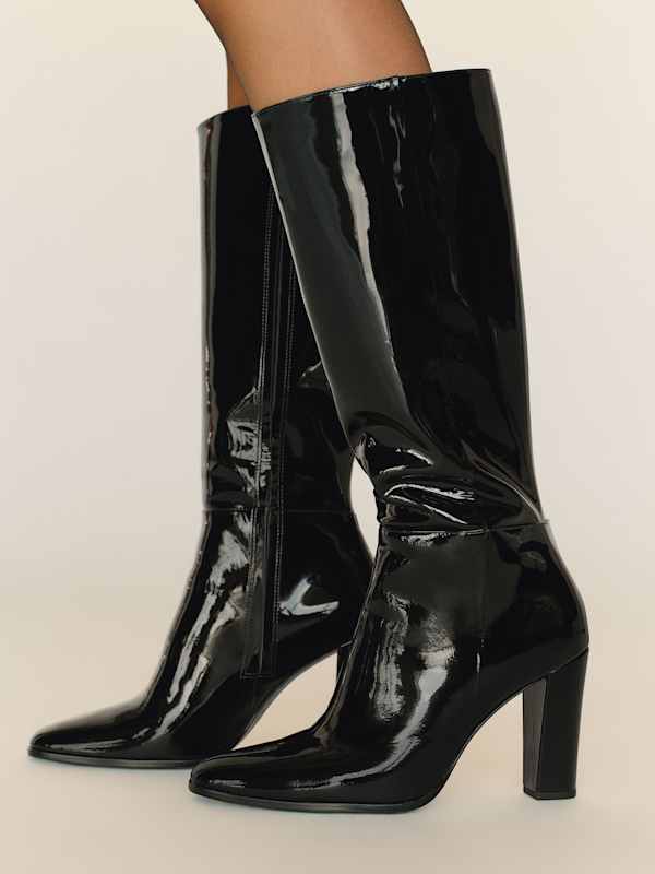 Aurelie Knee Boot - Black Patent
