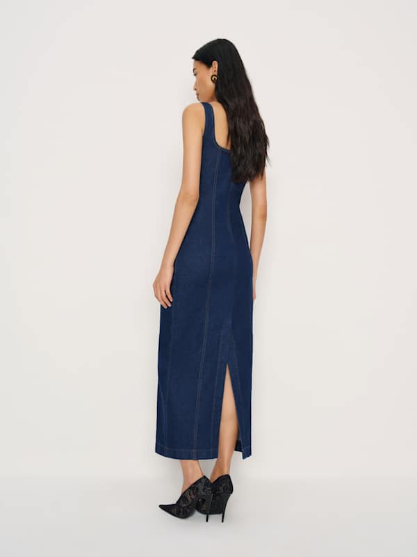 Gladys Super Stretch Denim Midi Dress - Frost