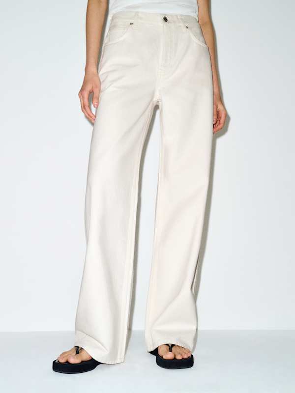 Reisa Adjustable Waist Baggy Jeans - Fior Di Latte