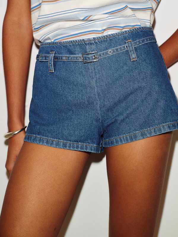 June 2 In Low Rise Denim Short - Faxa Belted