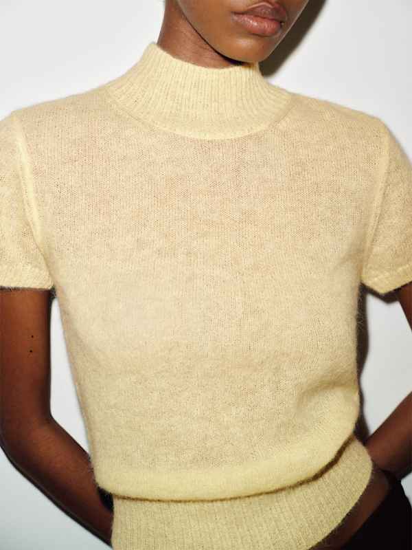 Laurel Sheer Alpaca Mock Neck - Pineapple