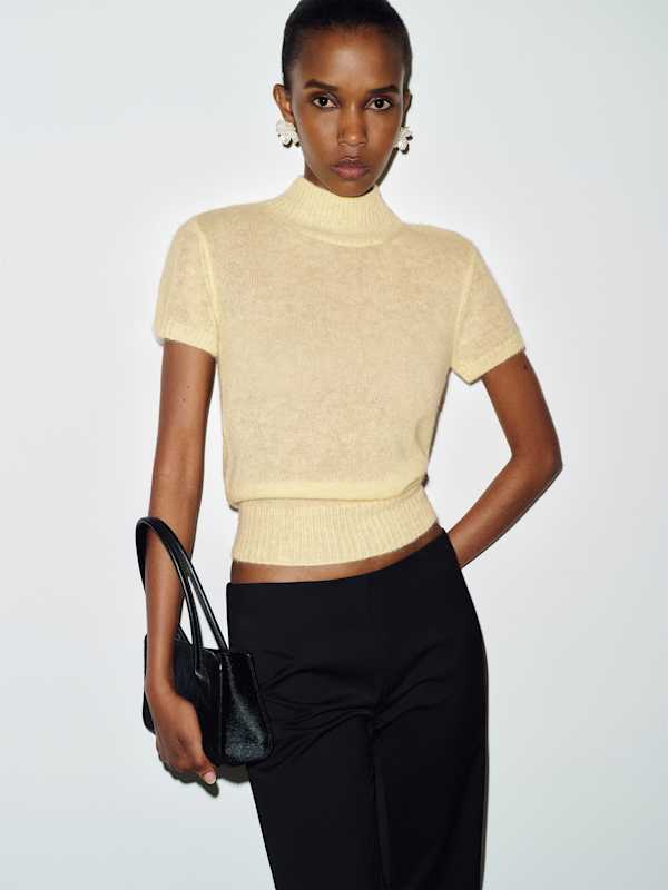 Laurel Sheer Alpaca Mock Neck - Pineapple