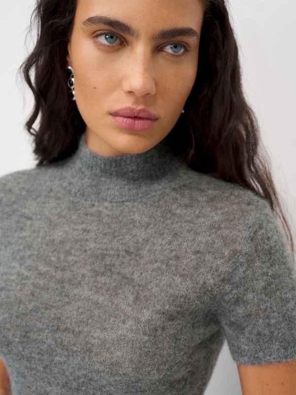 Laurel Sheer Alpaca Mock Neck - Thunder