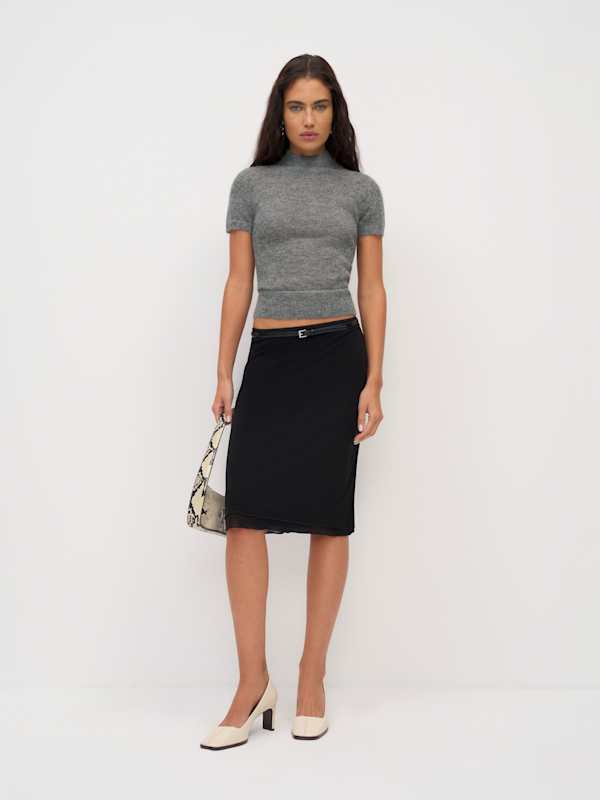 Laurel Sheer Alpaca Mock Neck - Thunder