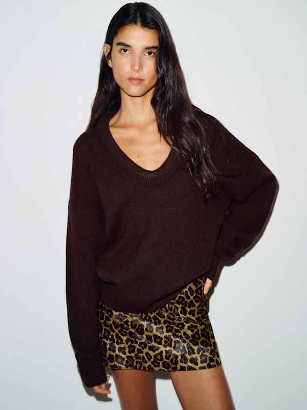 Jonie Cashmere Oversized Scoop Neck - Mole