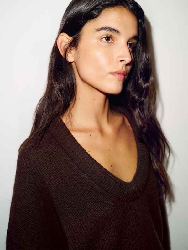 Jonie Cashmere Oversized Scoop Neck - Mole