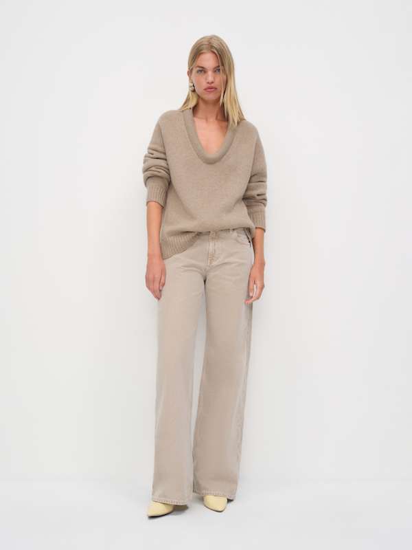 Jonie Cashmere Oversized Scoop Neck - Oatmeal