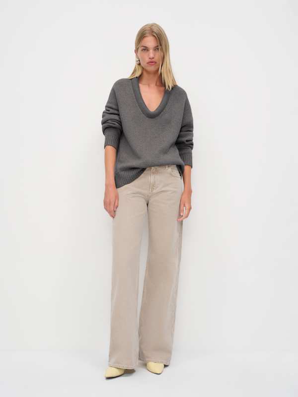 Jonie Cashmere Oversized Scoop Neck - Thunder