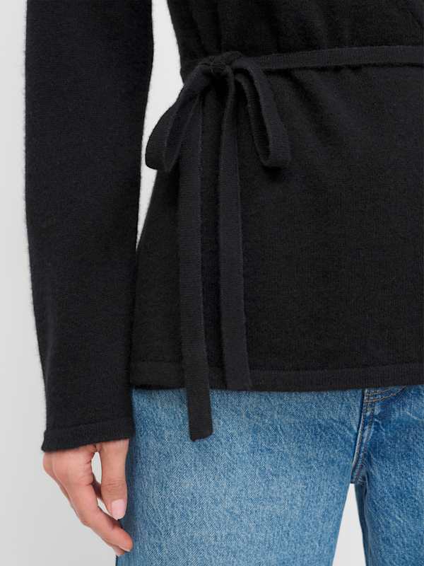 Miley Cashmere Wrap Sweater - Black