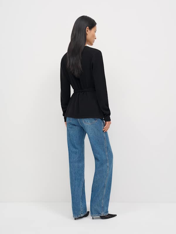 Miley Cashmere Wrap Sweater - Black