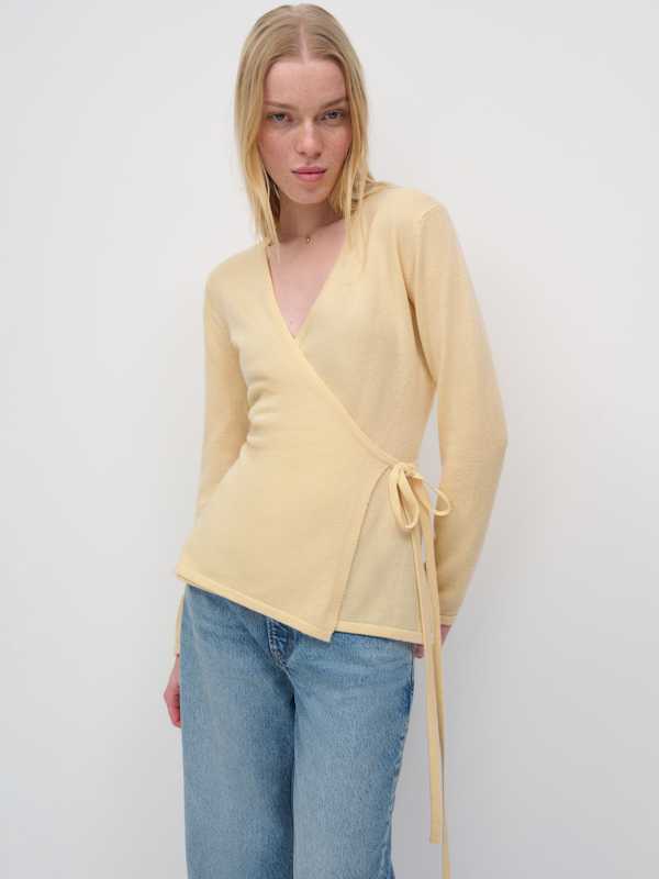 Miley Cashmere Wrap Sweater - Parmesan