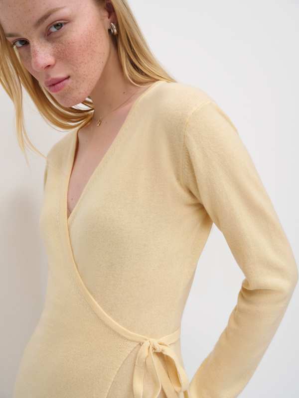 Miley Cashmere Wrap Sweater - Parmesan