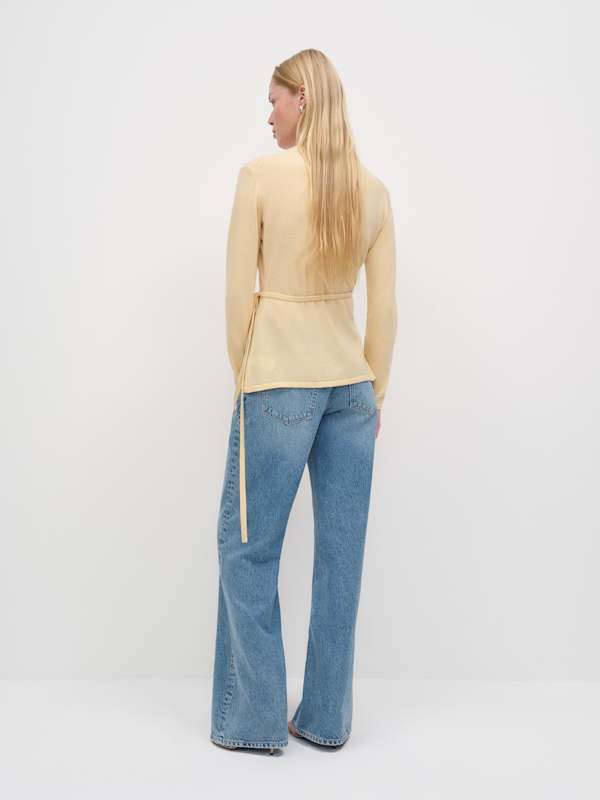 Miley Cashmere Wrap Sweater - Parmesan