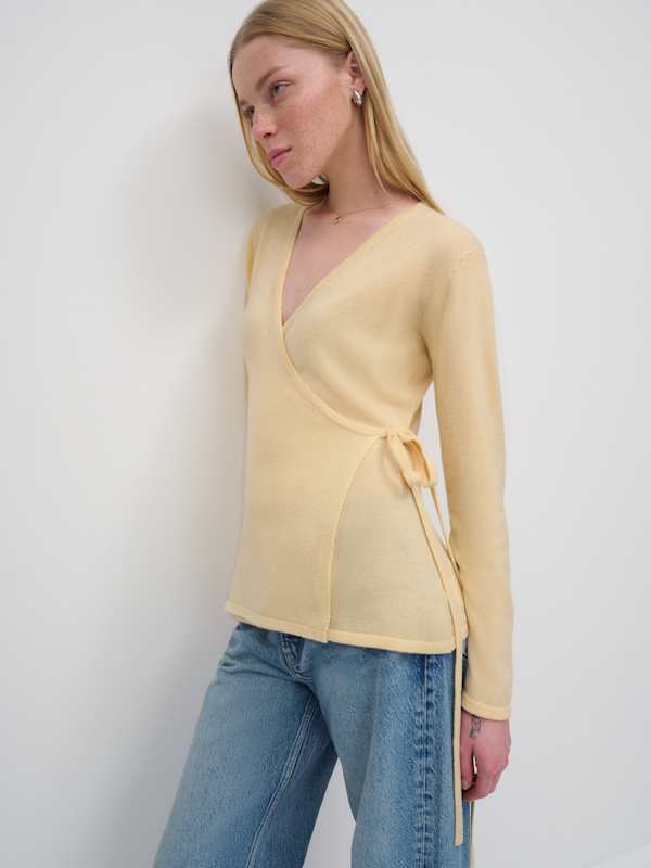 Miley Cashmere Wrap Sweater - Parmesan