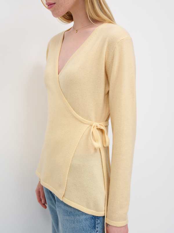 Miley Cashmere Wrap Sweater - Parmesan
