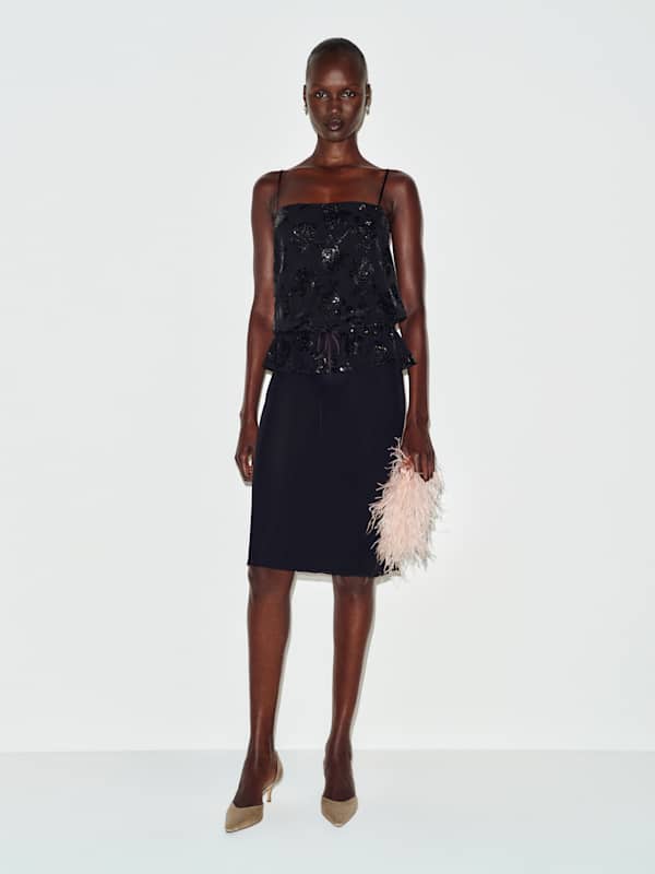 Silvia Top - Black Sequin
