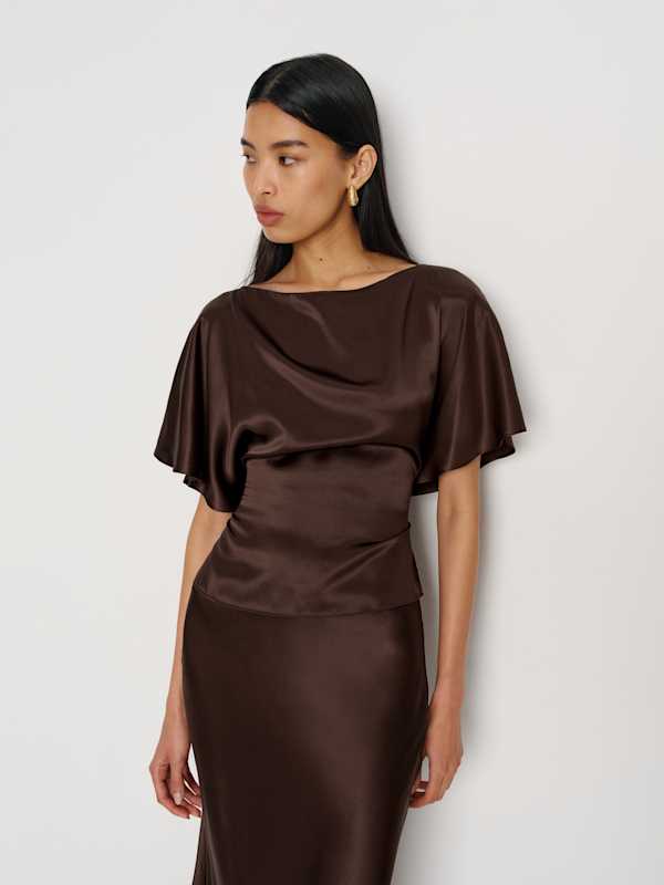 Avery Silk Top - Black Bean